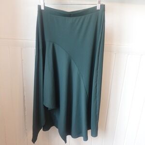 VTG Y2K Bob Mackie Skirt Small Emerald Green Rib Knit Asymmetric Forest Fairy